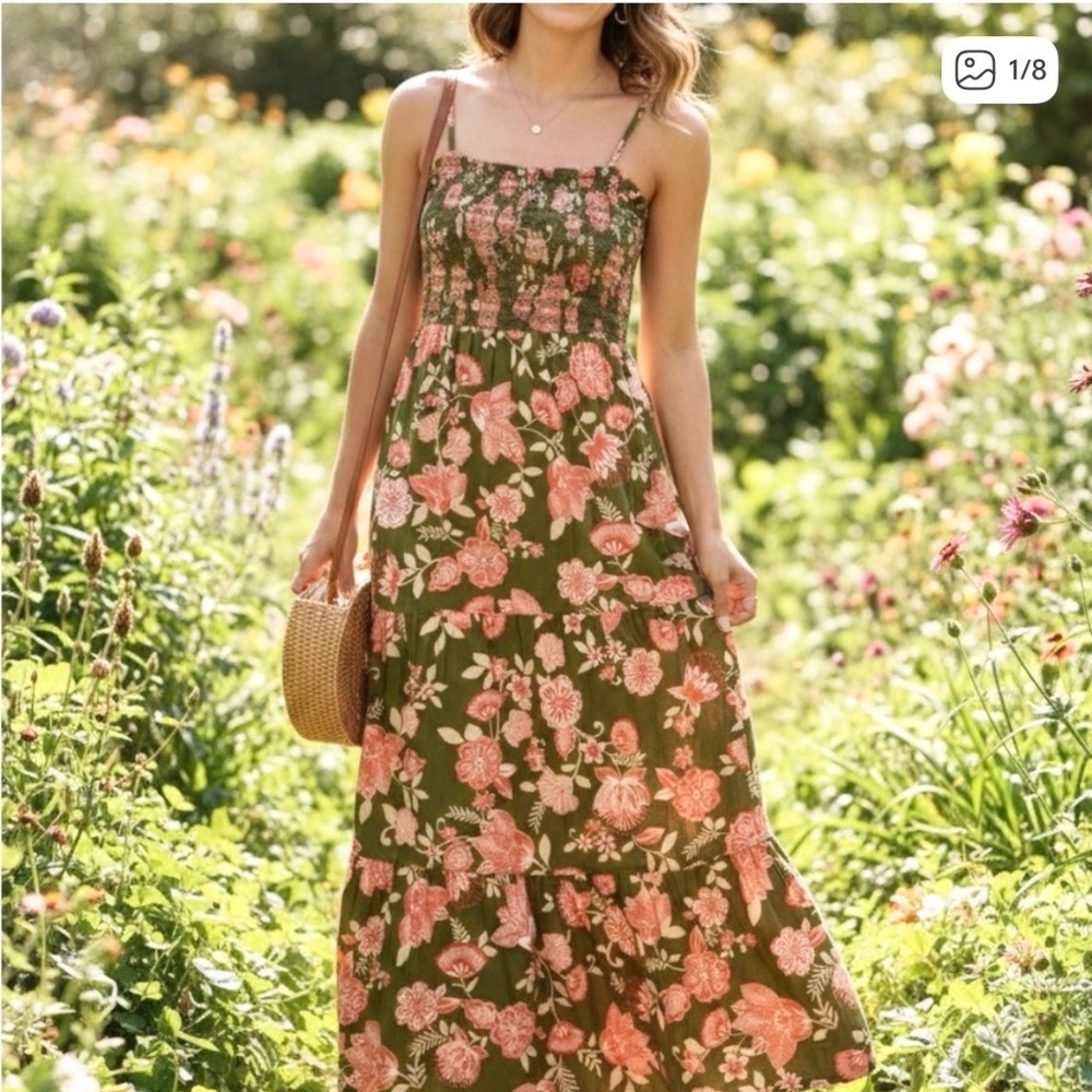 NWT Patrons of Peace Boho Floral Maxi Crossover Dress whimsigoth fairycore